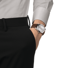 Load image into Gallery viewer, PRE-ORDER: BROWN LEATHER STRAP 21/18 MM, STEEL BUCKLE, GENTLEMAN POWERMATIC 80 SILICIUM T600044597